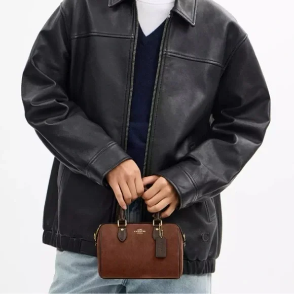 New Coach Mini Rowan Crossbody Bag CCF29, suede/Im/Vintage Brown - Picture 3 of 13